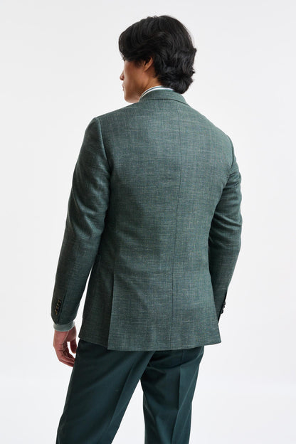 Medium Green Wool & Linen Super 100's Soho Jacket Trend - Image 8