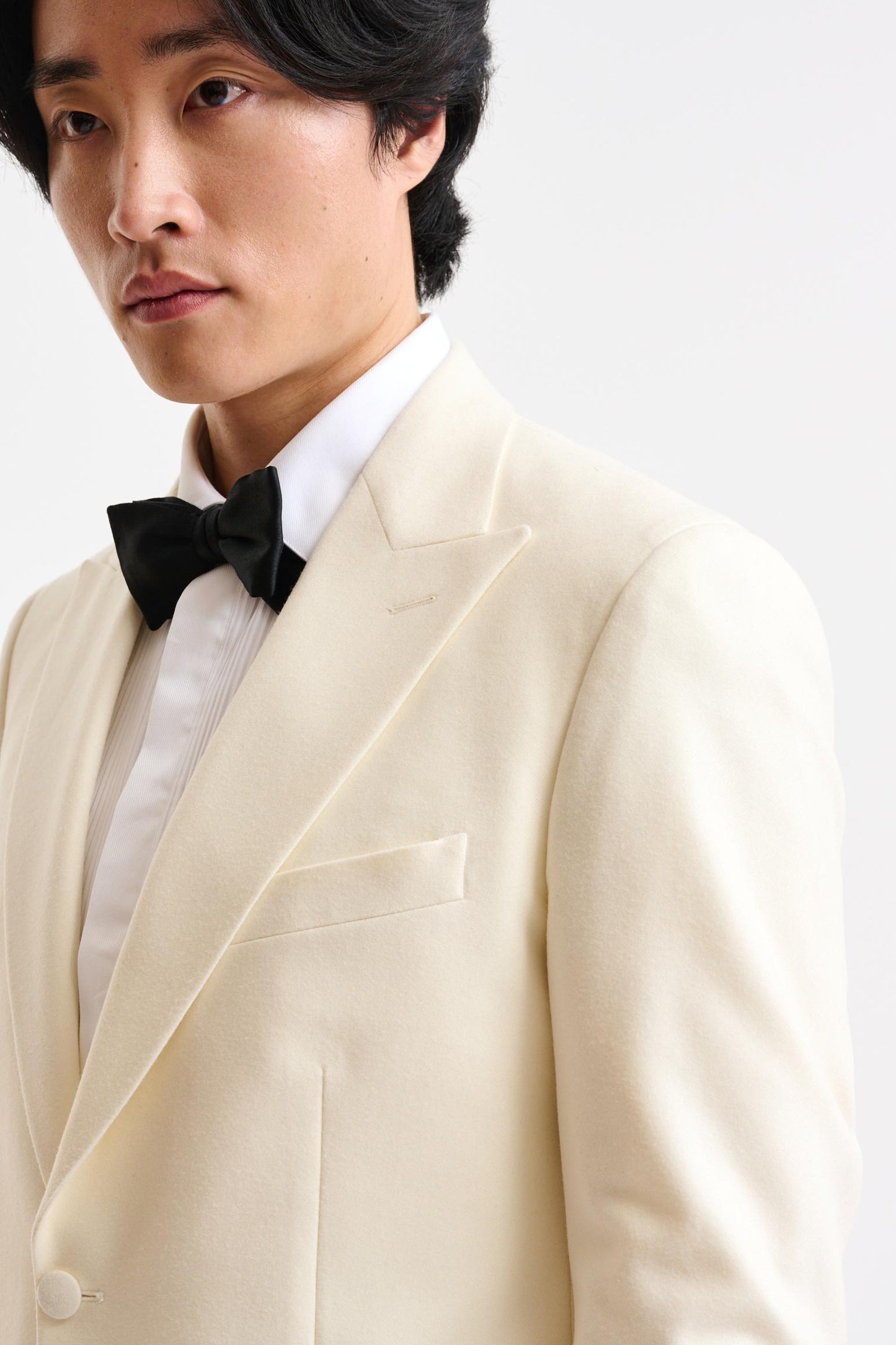 Light Beige Wool Kenton Tuxedo Flannel & Saxony - Image 3