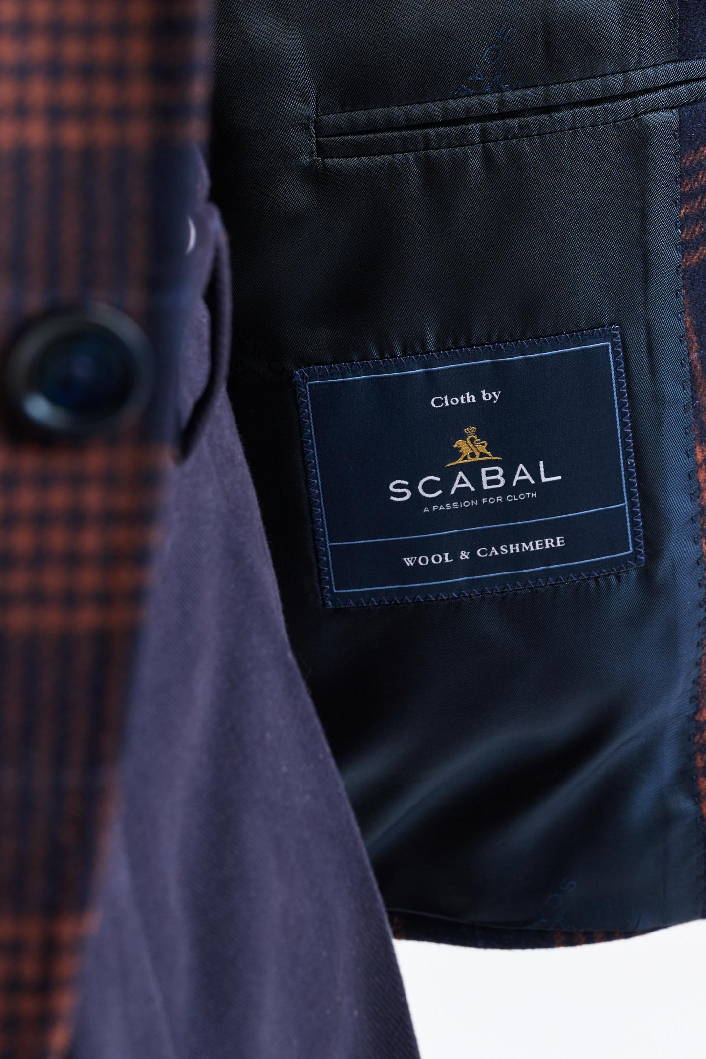 Dark Blue Check Wool & Cashmere Soho Jacket Autumn Leaves - Image 6