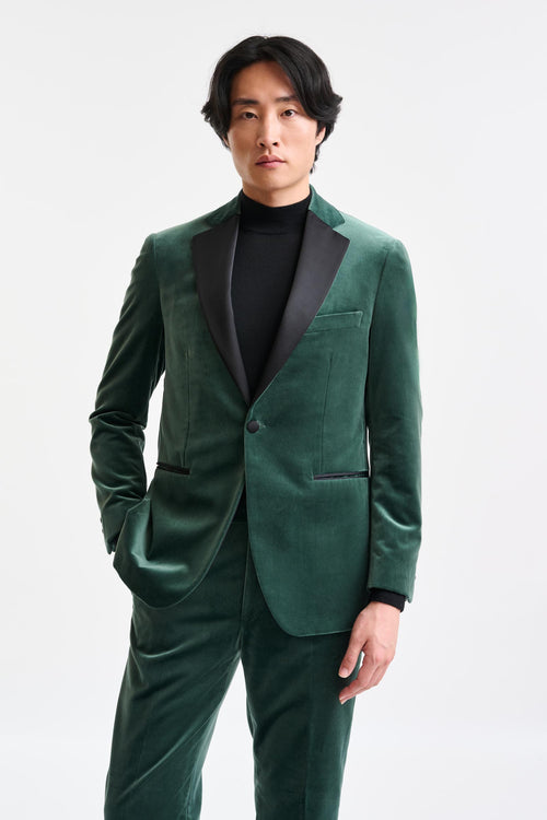 Medium Green Cotton Soho Jacket Fine Velvet - Image 1