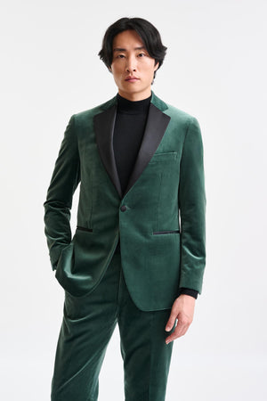 Medium Green Cotton Soho Jacket Fine Velvet - Image 1