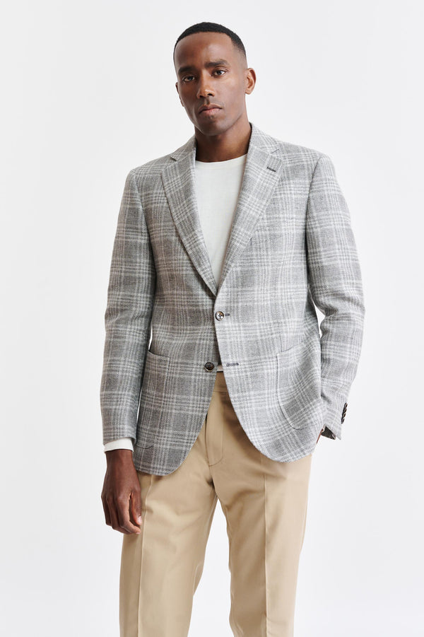 Mittelgraue Soho-Jacke aus Wolle und Leinen Riviera Trend