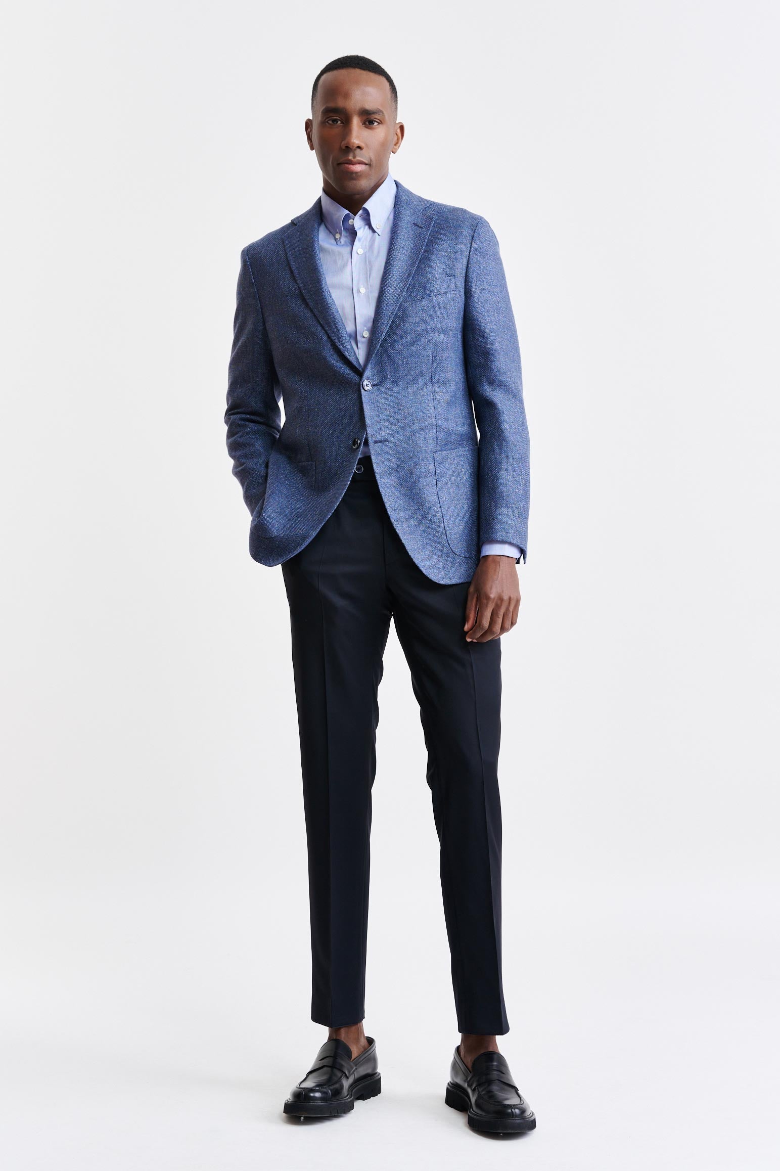 Medium Blue Wool & Linen Kenton Jacket Jazz Image 2