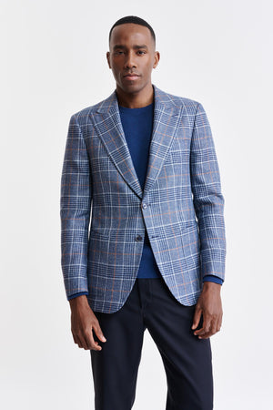 Mittelblaue Soho-Jacke aus Wolle und Leinen Riviera Trend