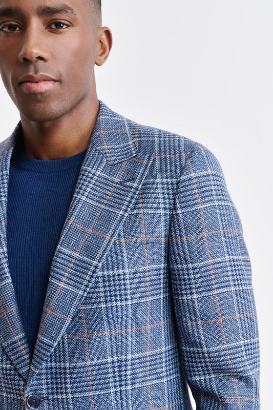 Medium Blue Wool & Linen Soho Jacket Riviera Trend Image 3