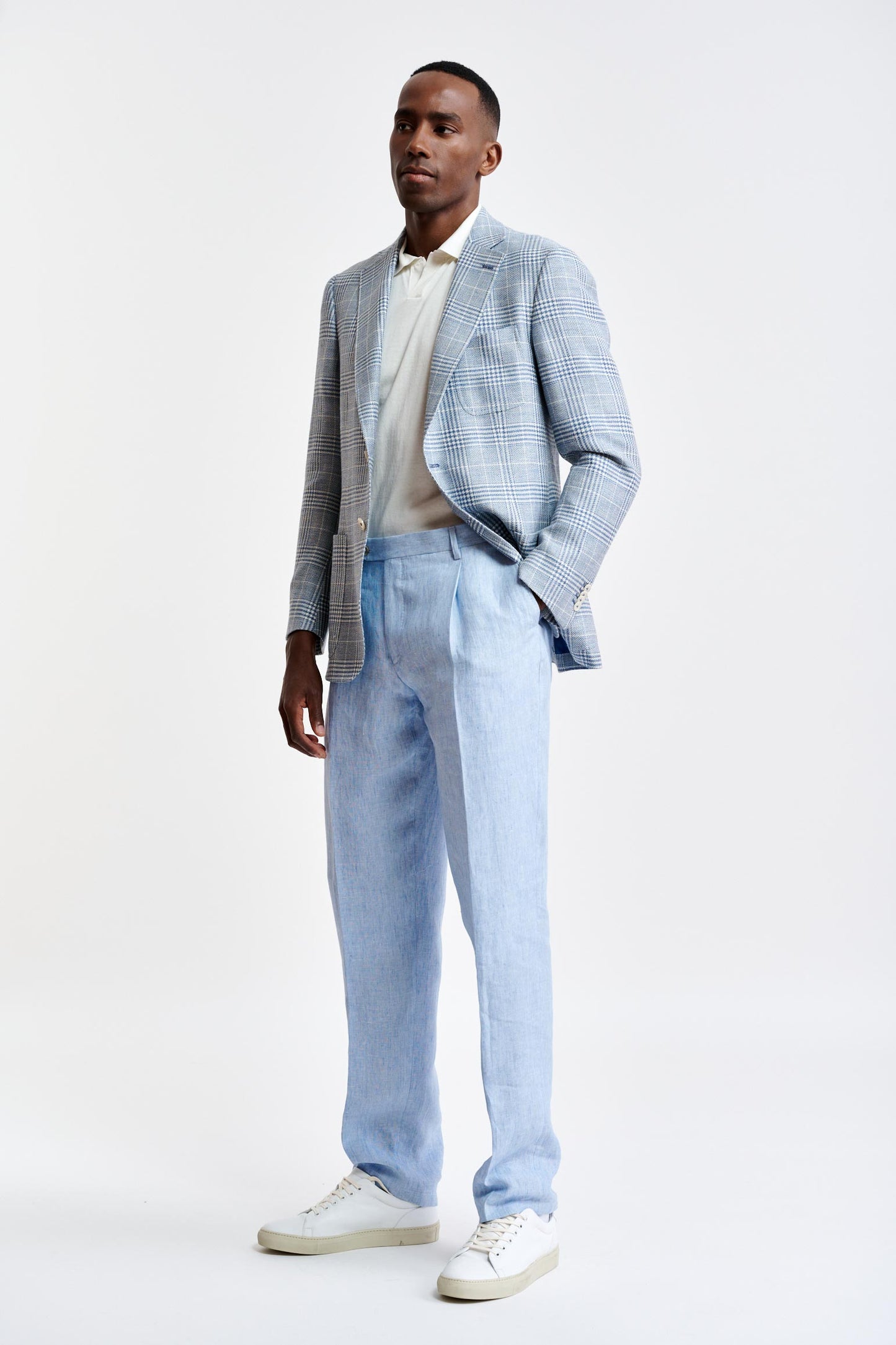 Hellblaue Soho-Jacke aus Wolle und Leinen Riviera Trend