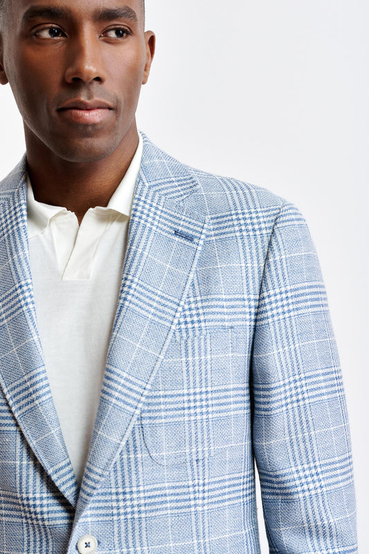 Light Blue Wool & Linen Soho Jacket Riviera Trend Image 3