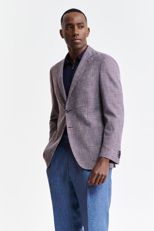 Burgundy Blue Cotton Kenton Jacket Riviera Trend