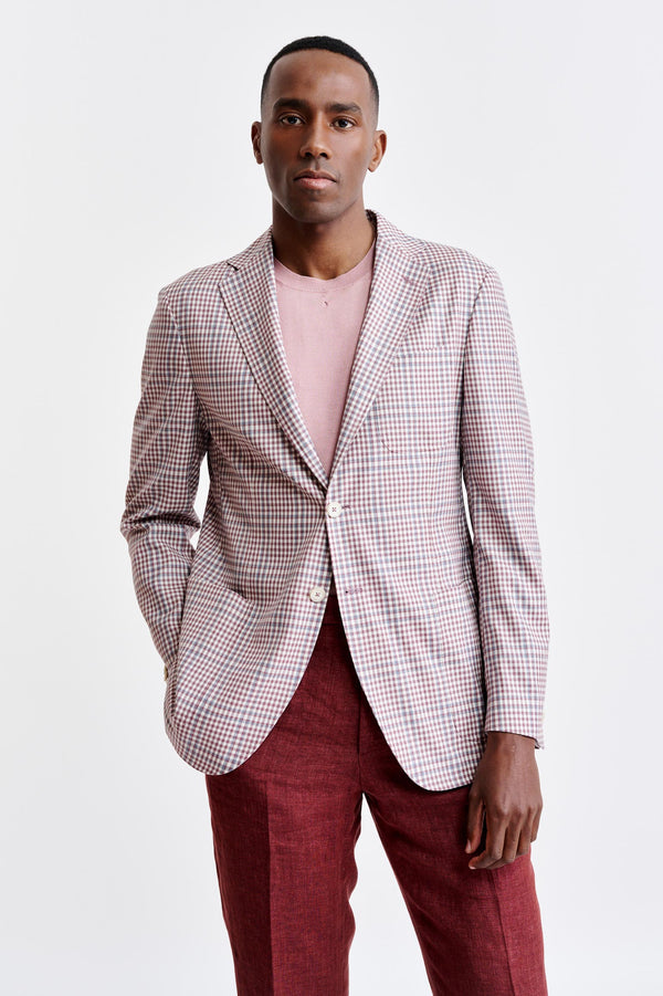Veste En 100% Laine Rouge Kenton Légère Super 130's Riviera Trend