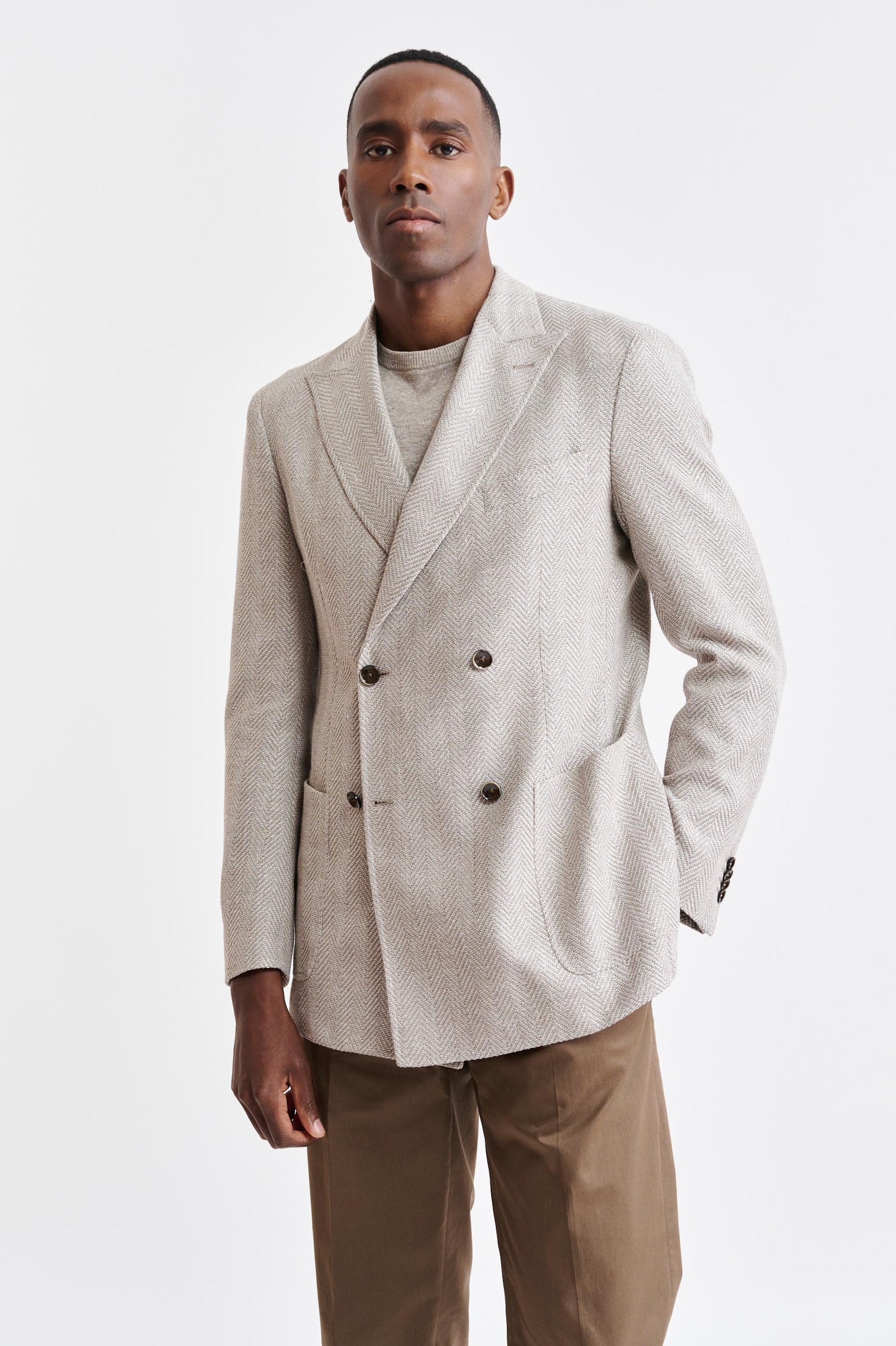 Hellbeige Kenton-Jacke aus Wolle und Leinen Jazz