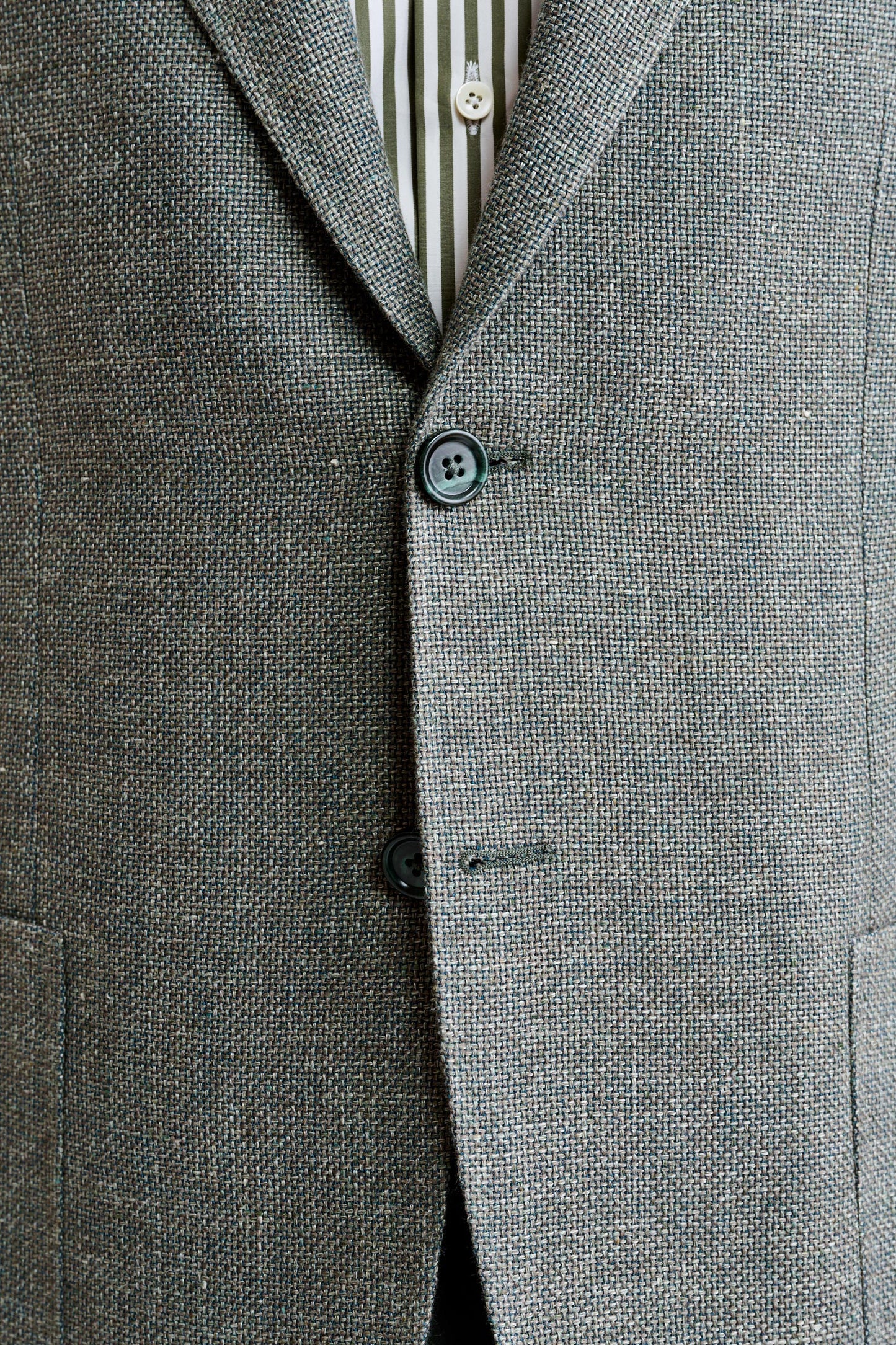 Mittelgrüne Kenton-Jacke aus Wolle und Leinen Jazz