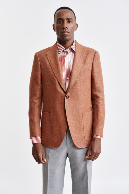 Mittelorangefarbene Soho-Jacke aus Wolle und Leinen Jazz