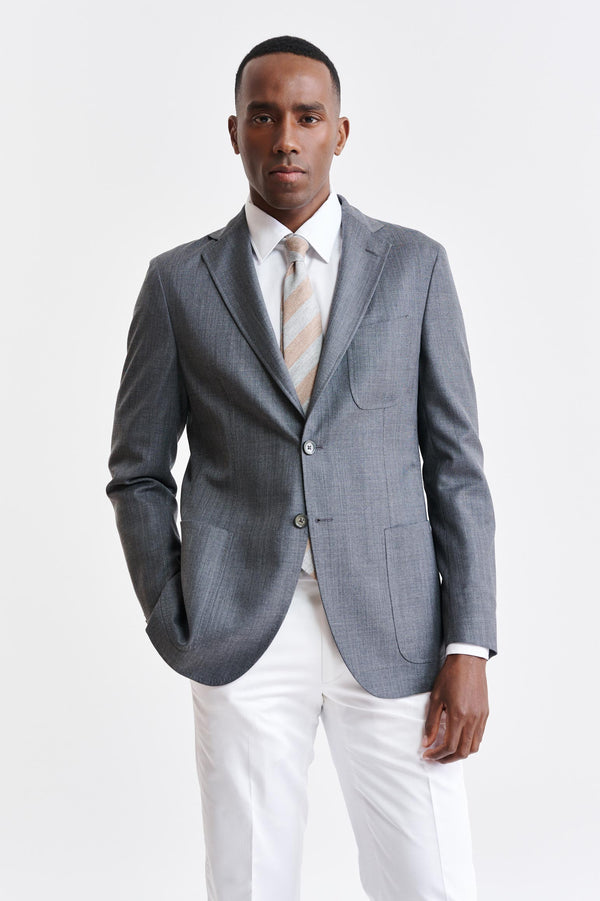 Medium Grey 100% Wool Super 100's Kenton Jacket Image