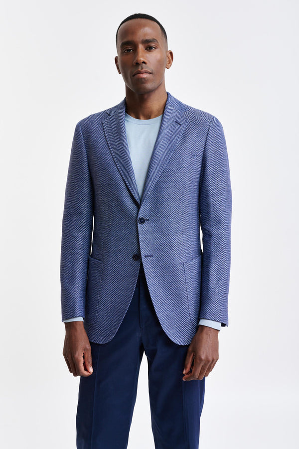 Veste Kenton En Laine Et Lin Bleue Jazz