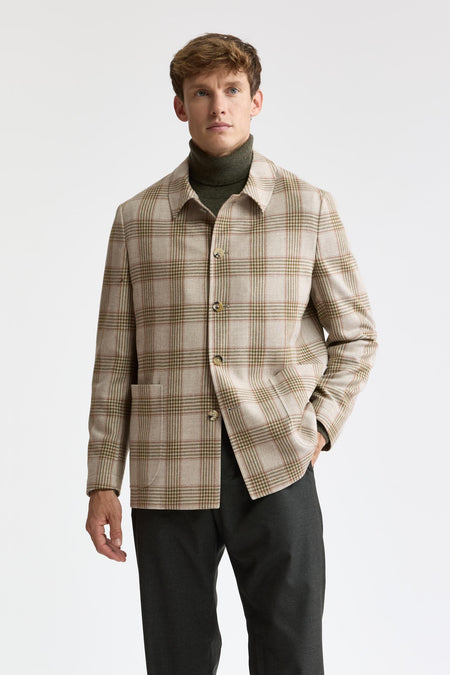 Light Check Beige Wool & Cashmere Camden Jacket Mistral