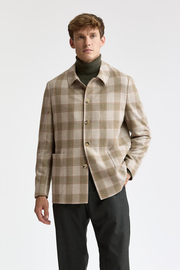 Camden-Jacke „Mistral“ aus Wolle und Kaschmir in hellbeigem Karomuster