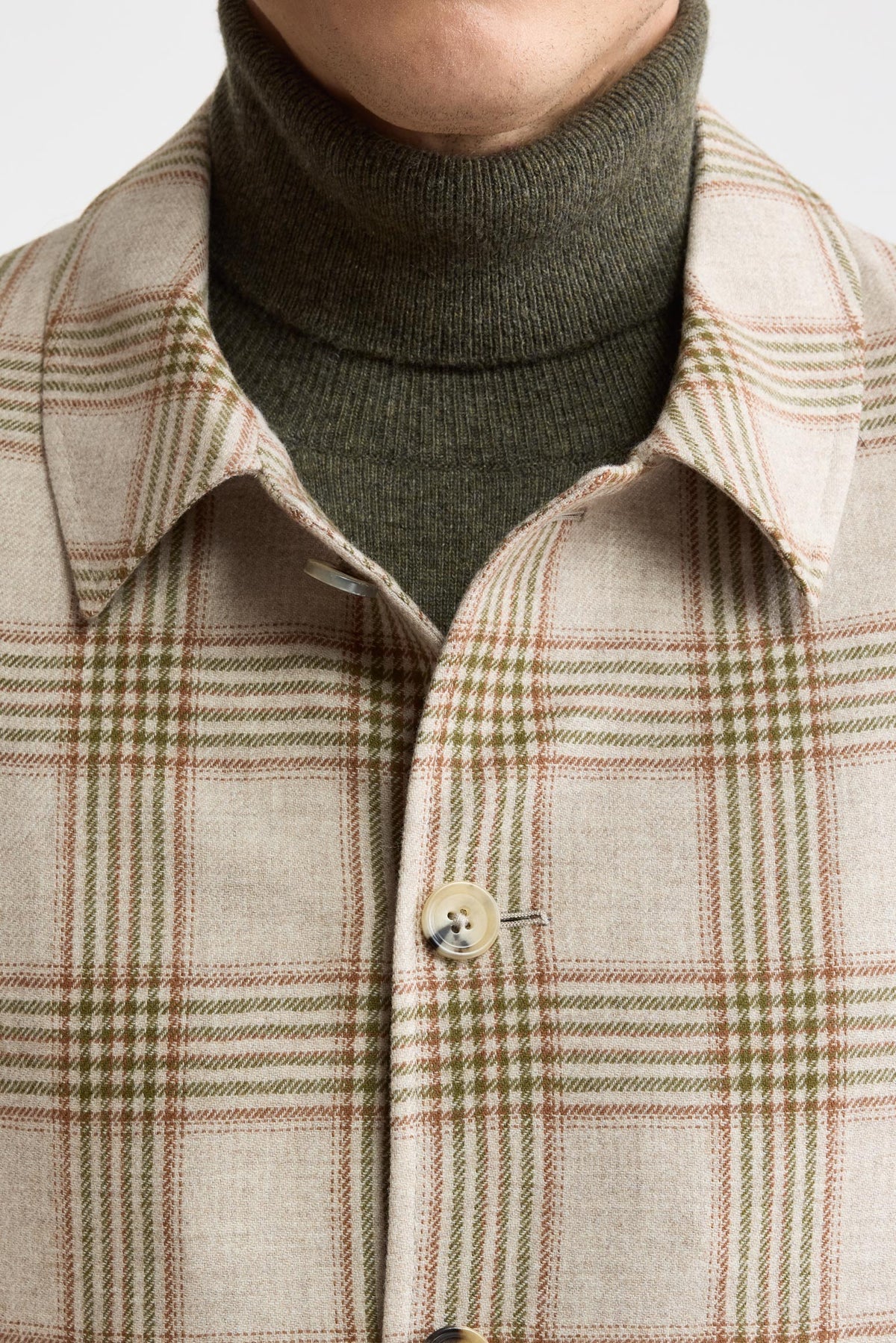 Camden-Jacke „Mistral“ aus Wolle und Kaschmir in hellbeigem Karomuster