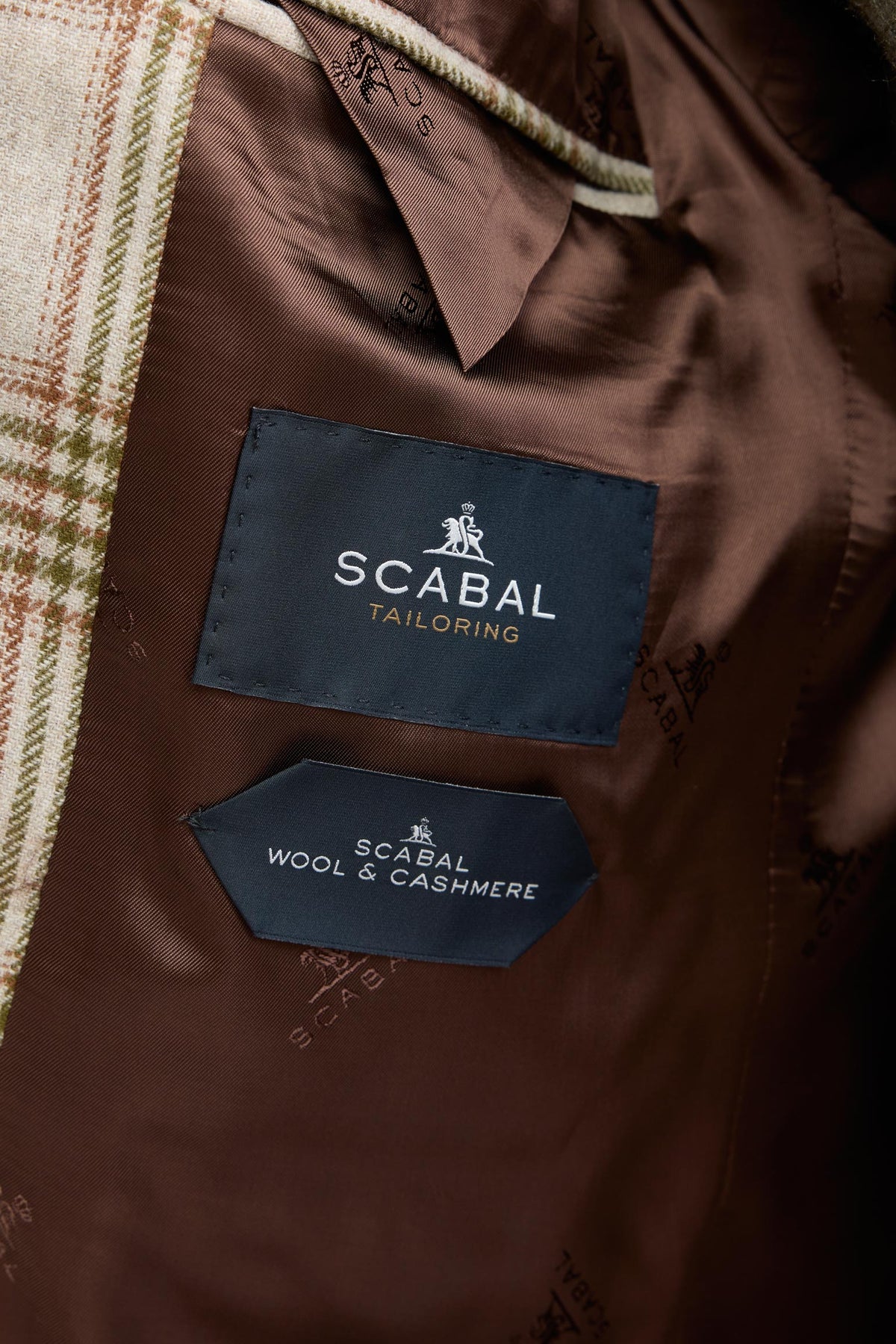 Camden-Jacke „Mistral“ aus Wolle und Kaschmir in hellbeigem Karomuster