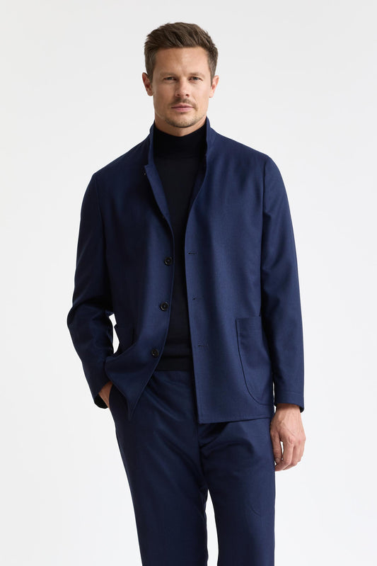 Chaqueta Camden azul oscuro, 100 % lana Super 100's, de franela y saxony