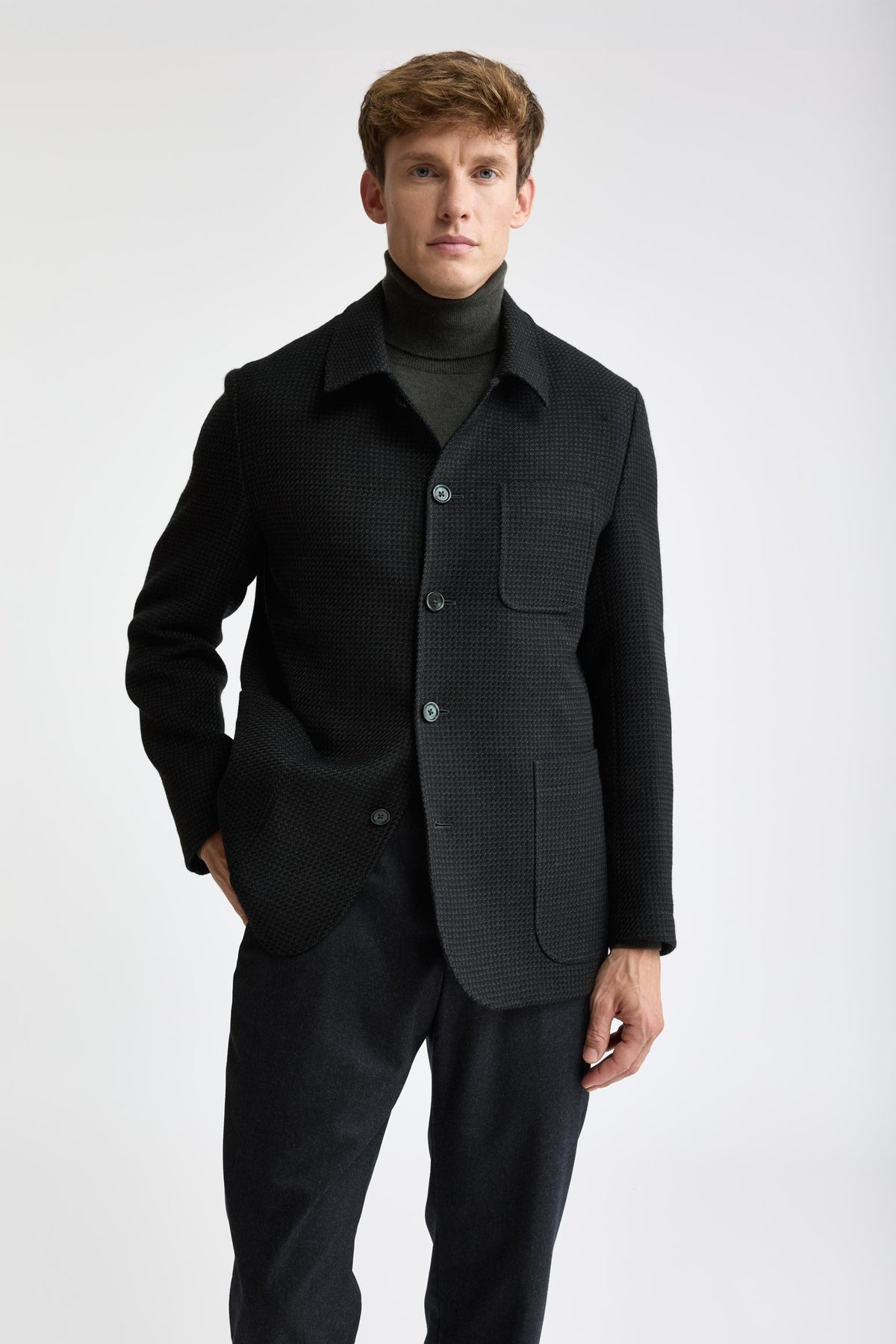 Dark Green 100% Wool Camden Jacket Mistral