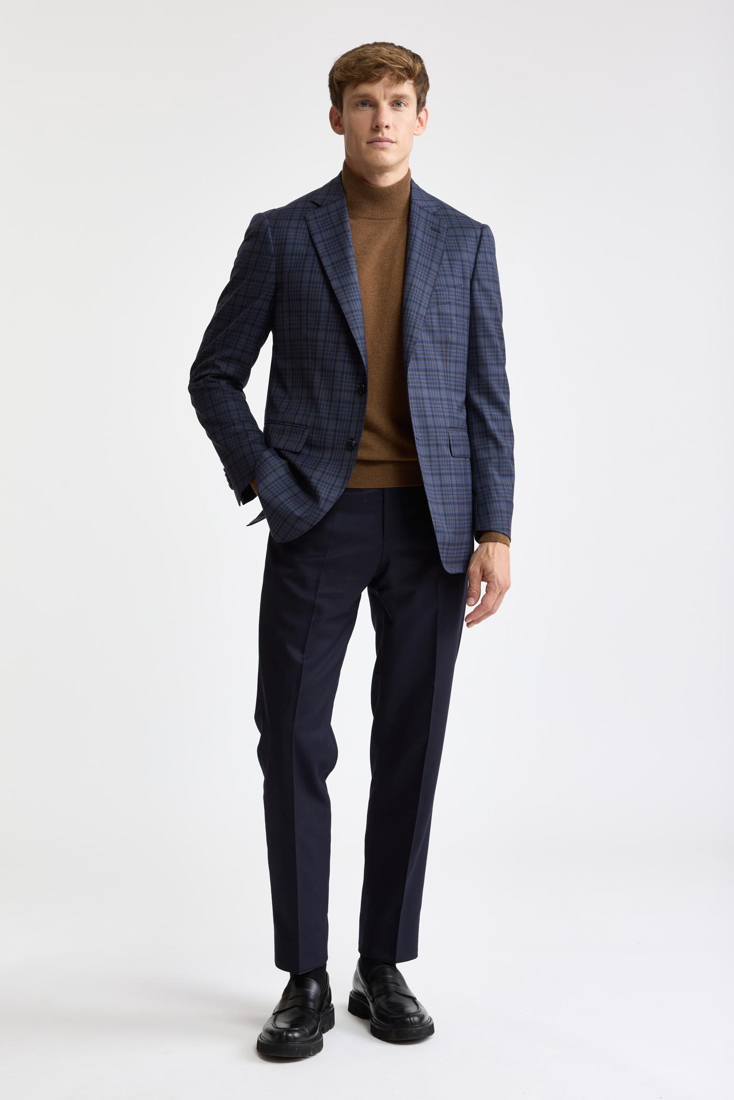 Dark Blue 100% Wool Super 130's Soho Jacket Cascade