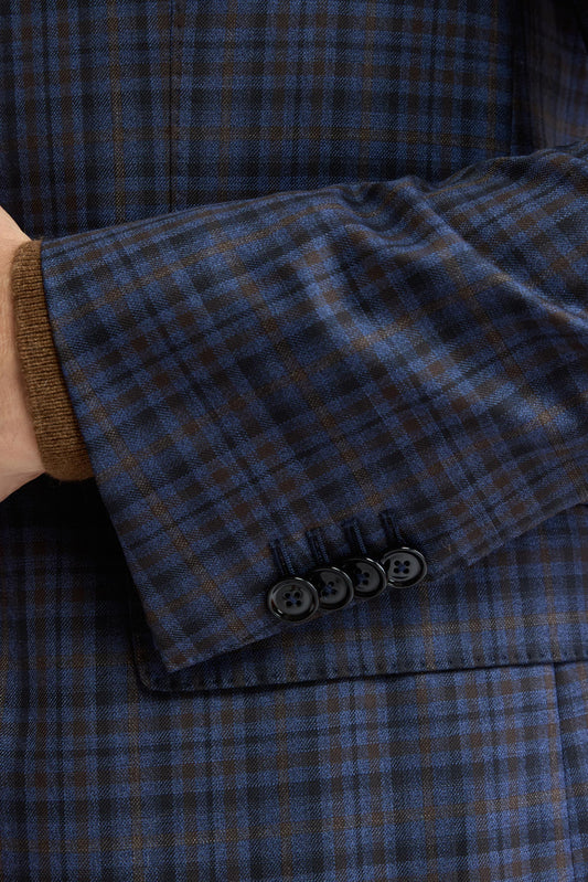 Veste « Soho » « Cascade » en laine 100 % Super 130's, bleu foncé
