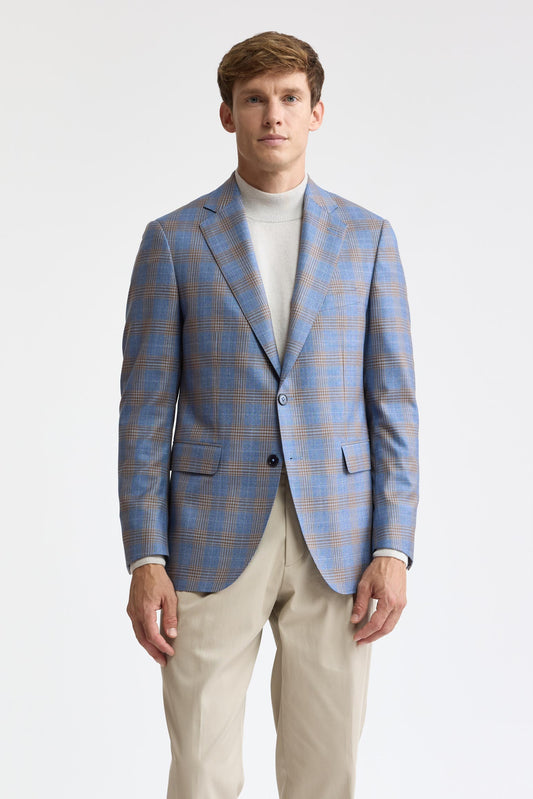 Veste Soho bleu clair 100 % laine Super 130's, modèle Cascade