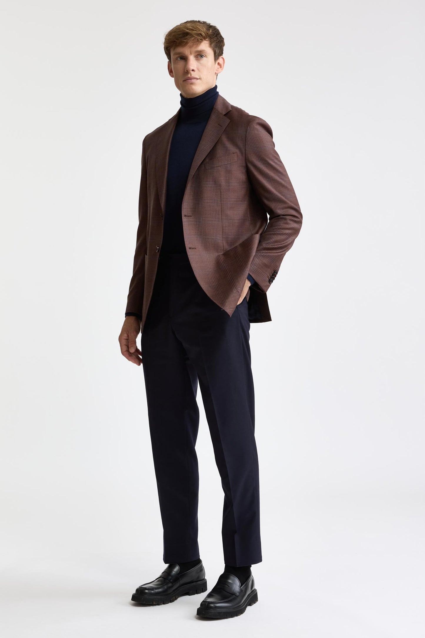 Medium Brown 100% Wool Super 130's Kenton Jacket Cascade