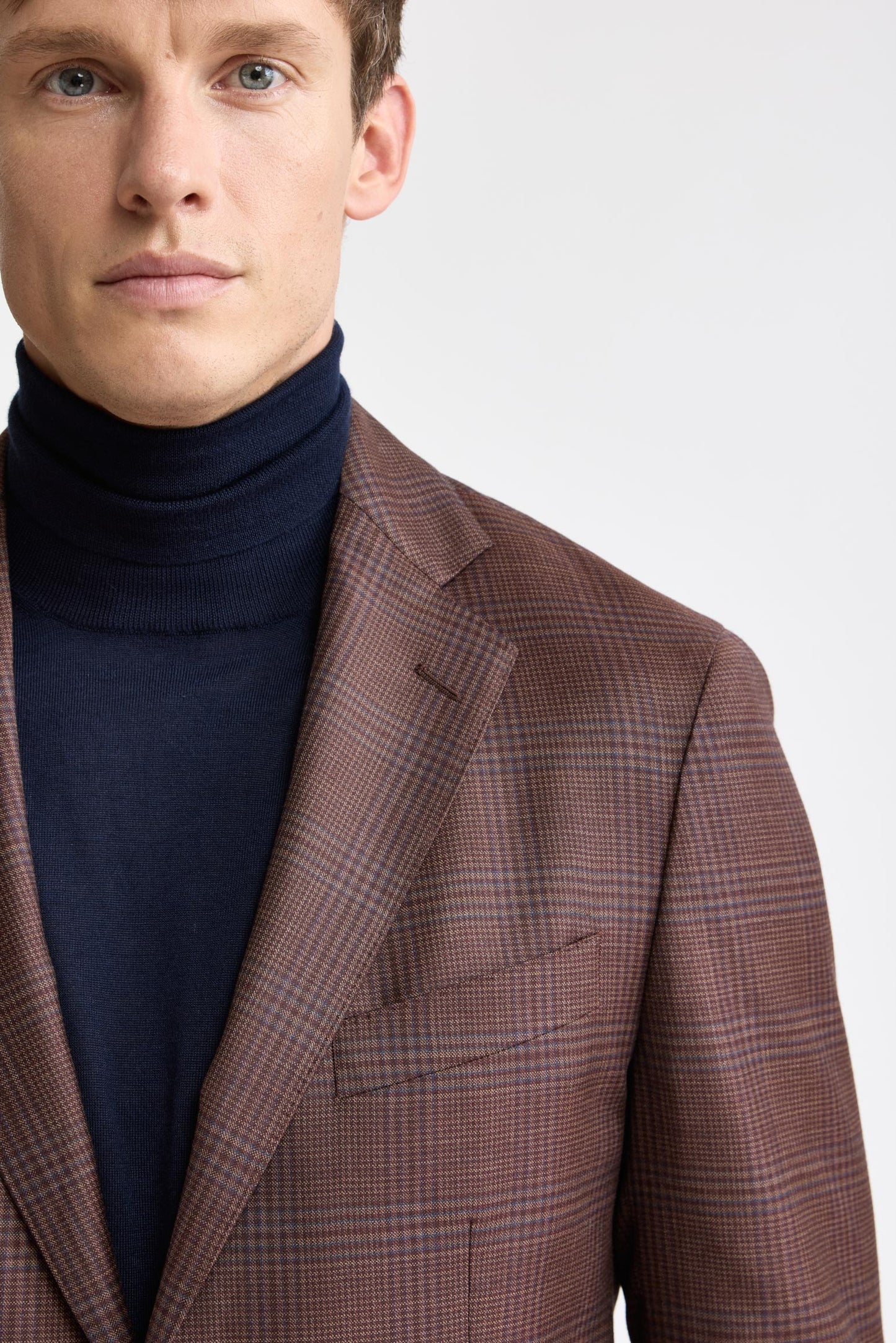 Medium Brown 100% Wool Super 130's Kenton Jacket Cascade