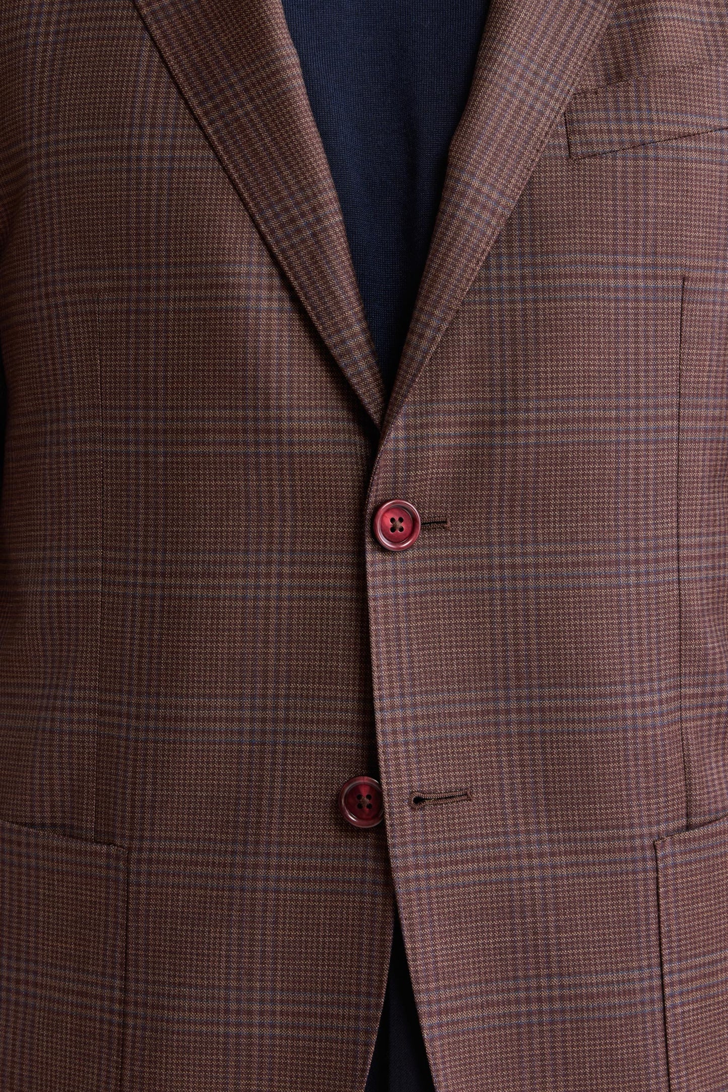 Medium Brown 100% Wool Super 130's Kenton Jacket Cascade