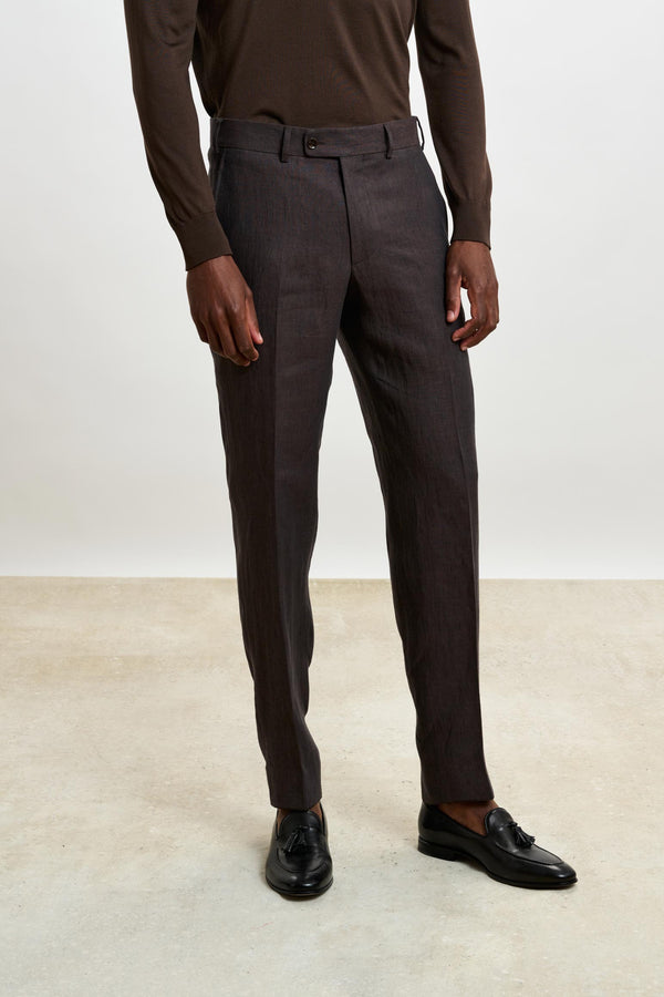 Dunkelbraune Farley-Hose Pure Linen