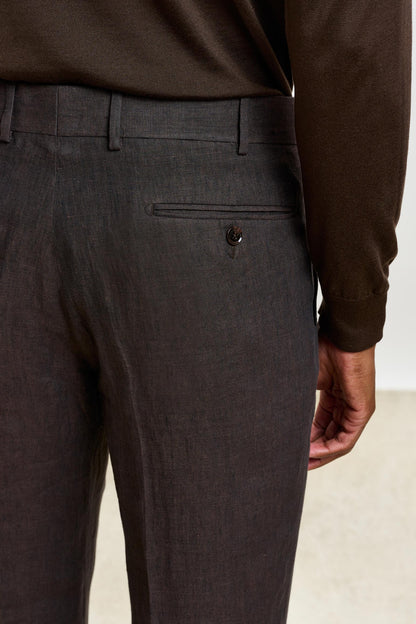 Farley Trouser Pure Linen Dark Brown - View 4