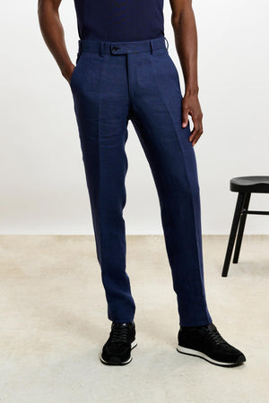 Farley Trouser Pure Linen Navy - View 1