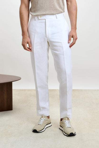 Farley Trouser Pure Linen White - View 1