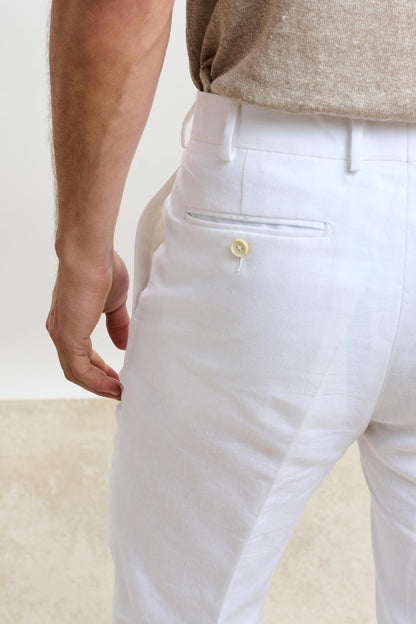 Farley Trouser Pure Linen White - View 4