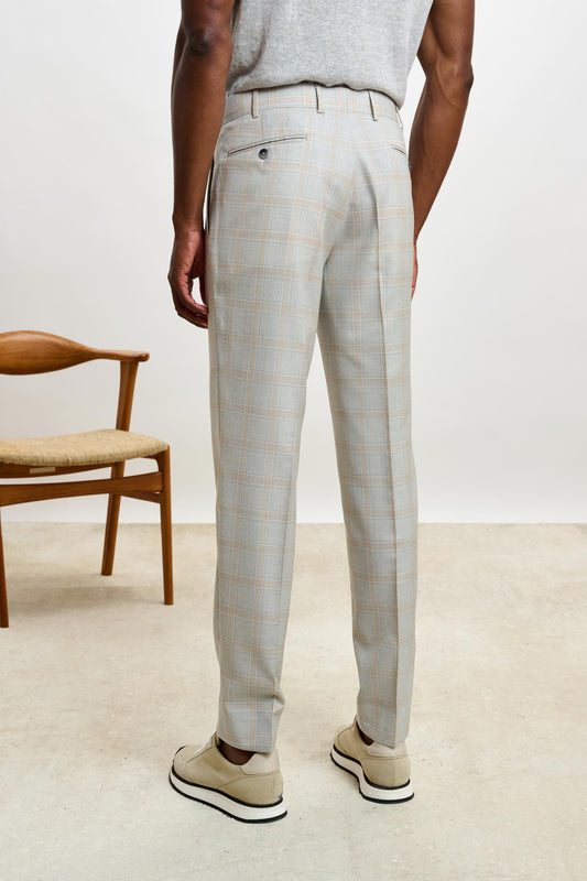 Farley Trouser Crossover Check Beige Light Grey - View 2