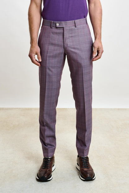 Farley Trouser Crossover Check Purple - View 1