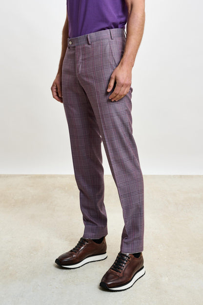 Farley Trouser Crossover Check Purple - View 2