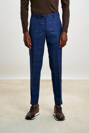 Farley Trouser Crossover Check Blue - View 1