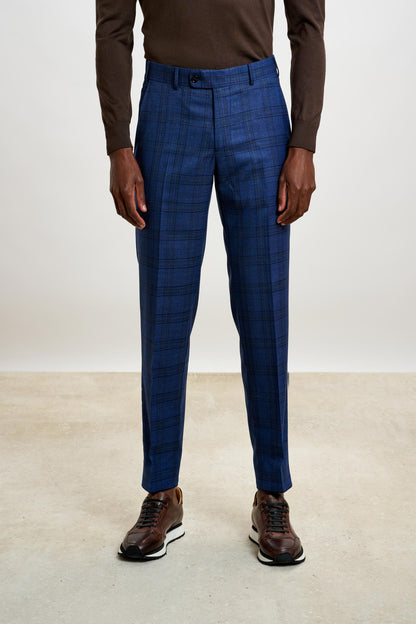 Farley Trouser Crossover Check Blue - View 1