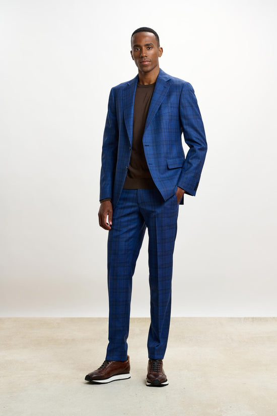 Farley Trouser Crossover Check Blue - View 2