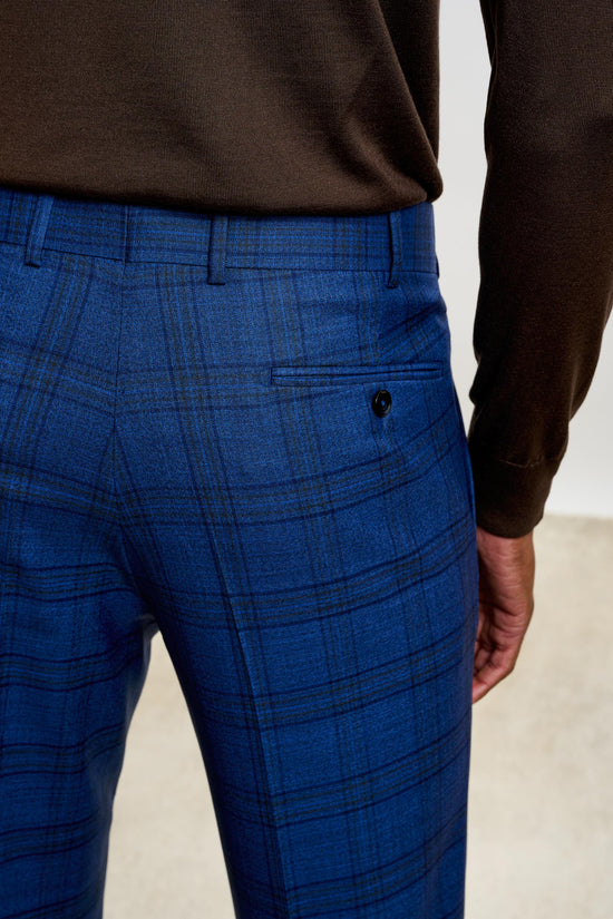 Farley Trouser Crossover Check Blue - View 4