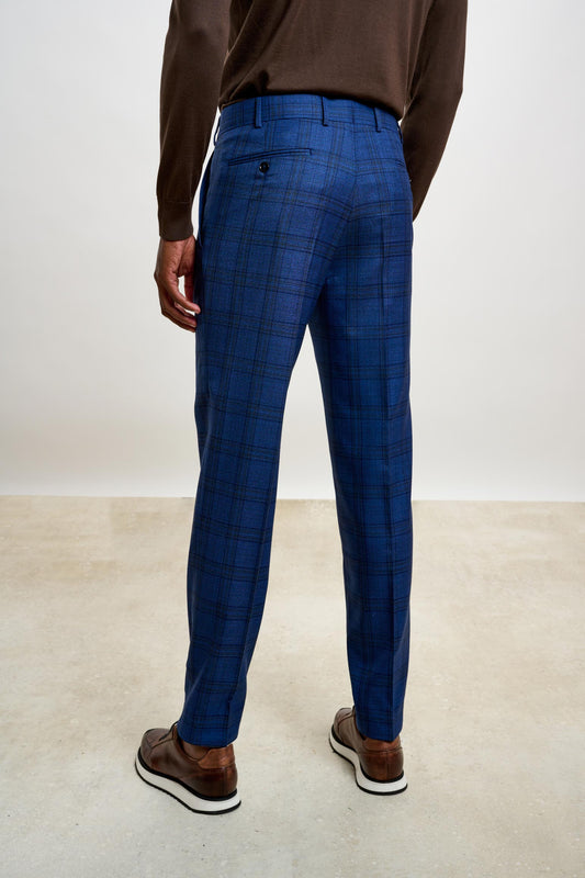 Farley Trouser Crossover Check Blue - View 5