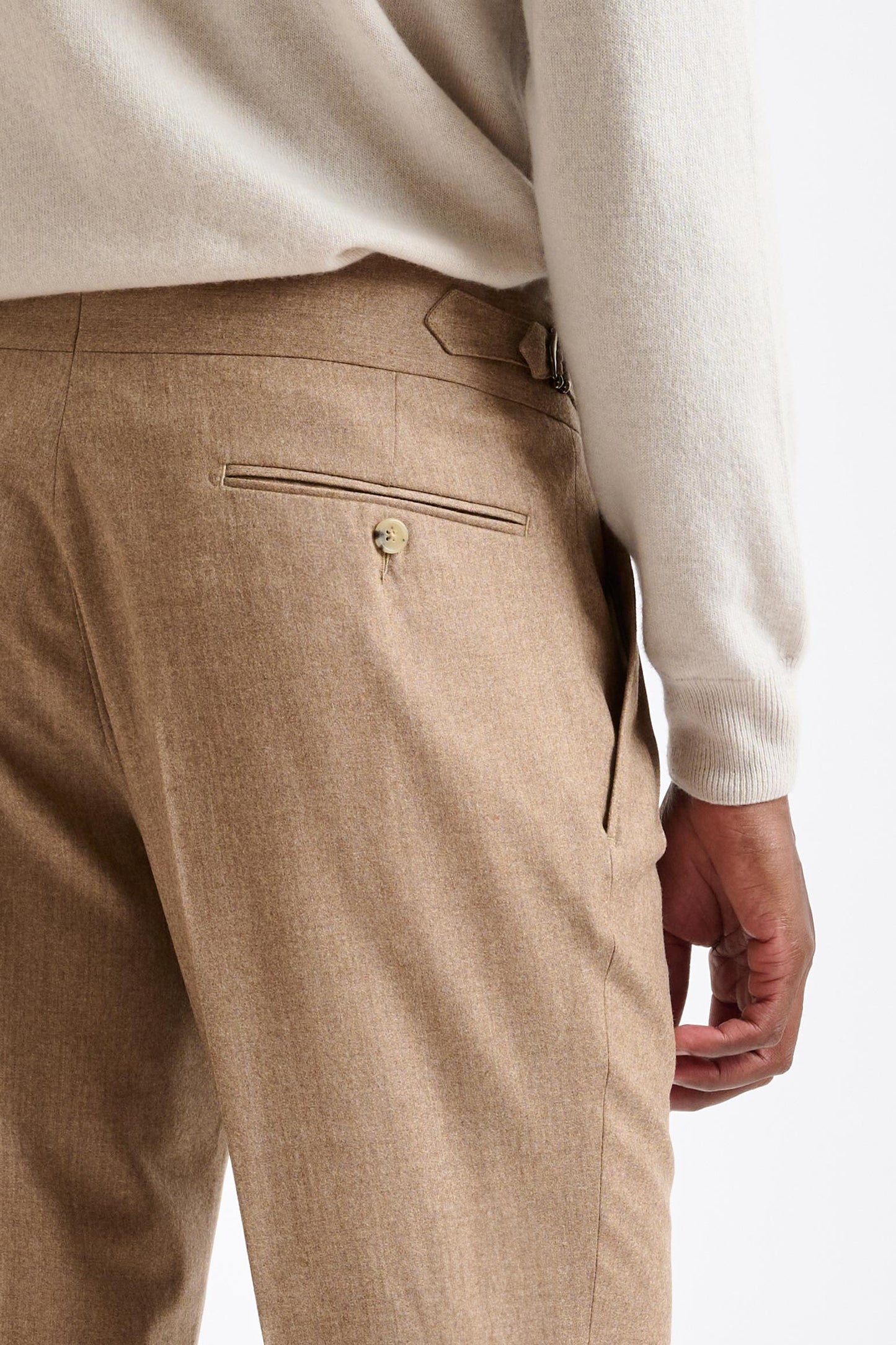 Camel Super 100's Wool Farley Trouser Flannel Saxony