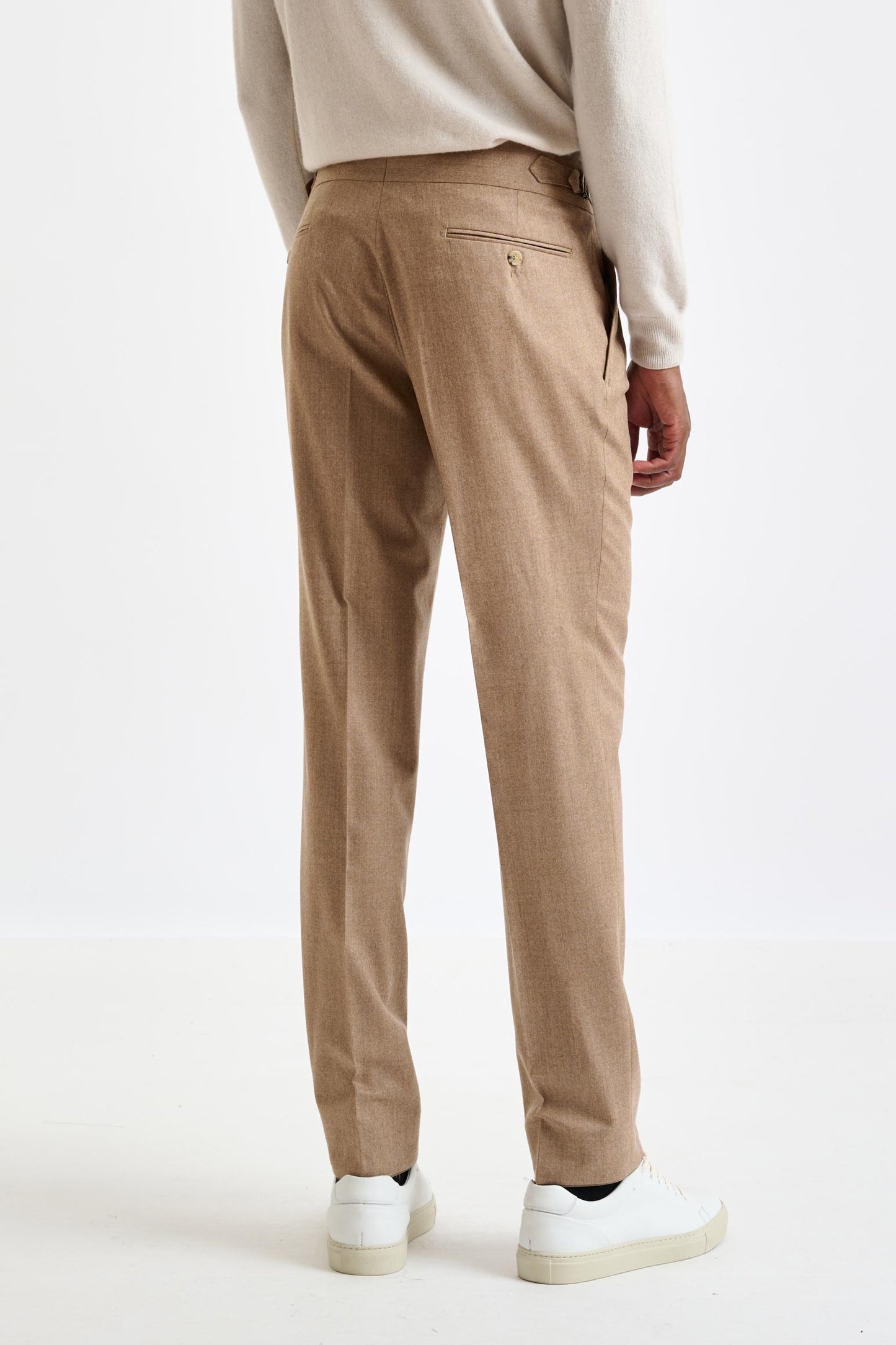 Pantalon Farley en laine Camel Super 100's Flanelle Saxe