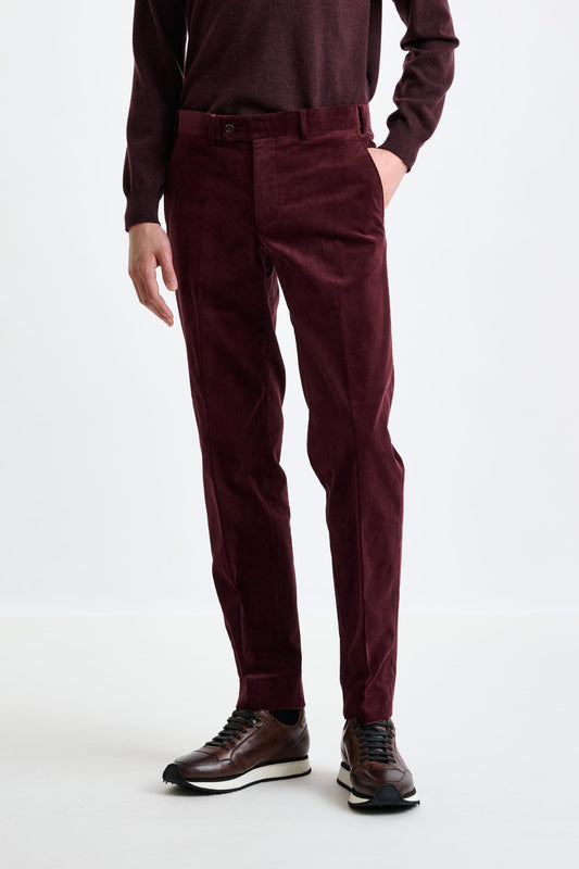 Pantalon Farley en coton rouge velours côtelé