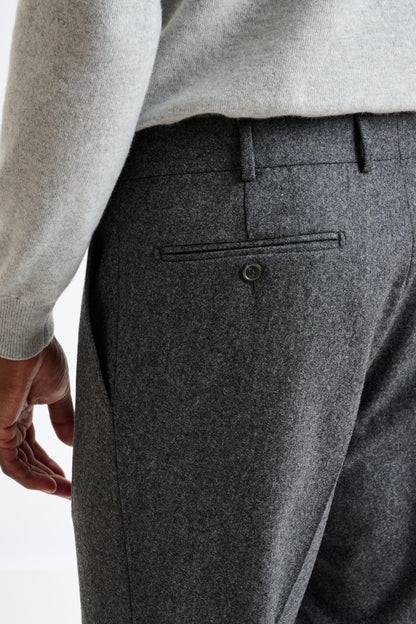 Light Grey Super 100's Wool Farley Trouser Flannel Saxony - View 5