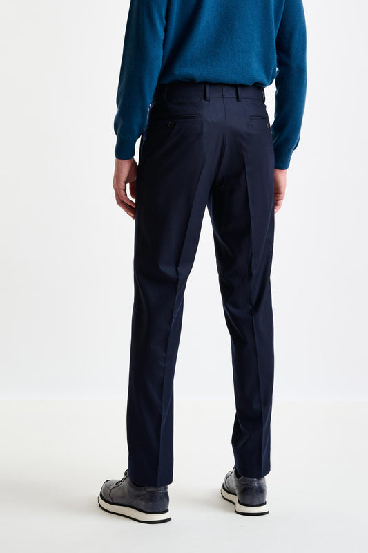 Navy Super 120's Wool Farley Trouser Flannel Saxony - View 5