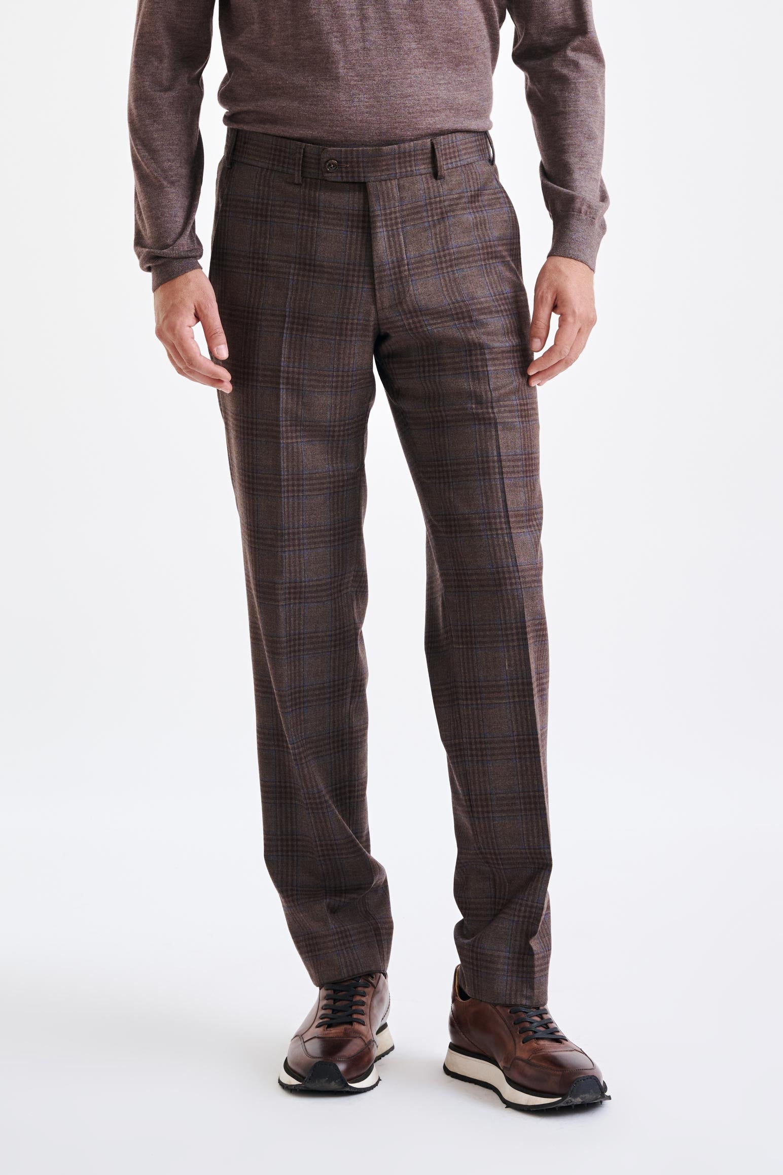 Brown Super 130's Wool Farley Trouser Hybrid - View 1