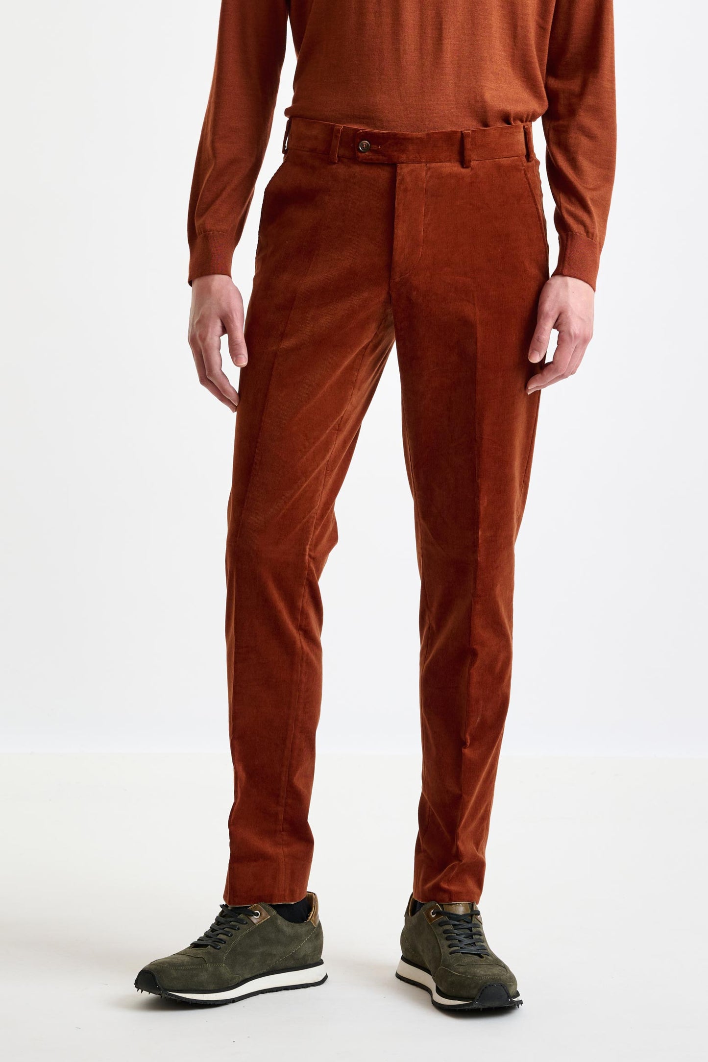 Pantalon Gibet en Coton Marron Velours Côtelé